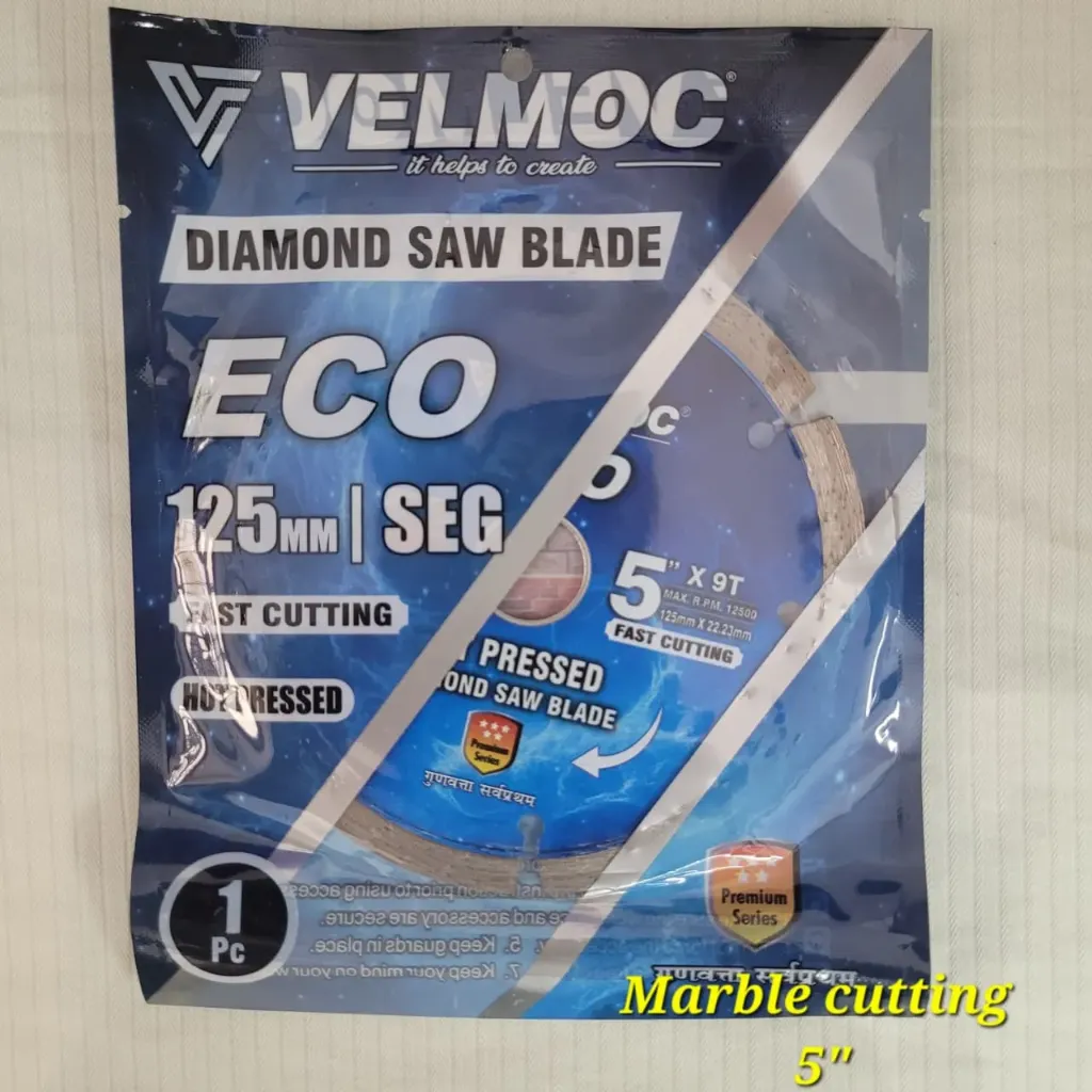 Velmoc Premium 5-Inch Marble, Granite & Concrete Wheel (125mm) | Hot-Pressed Segmented Diamond Saw Blade